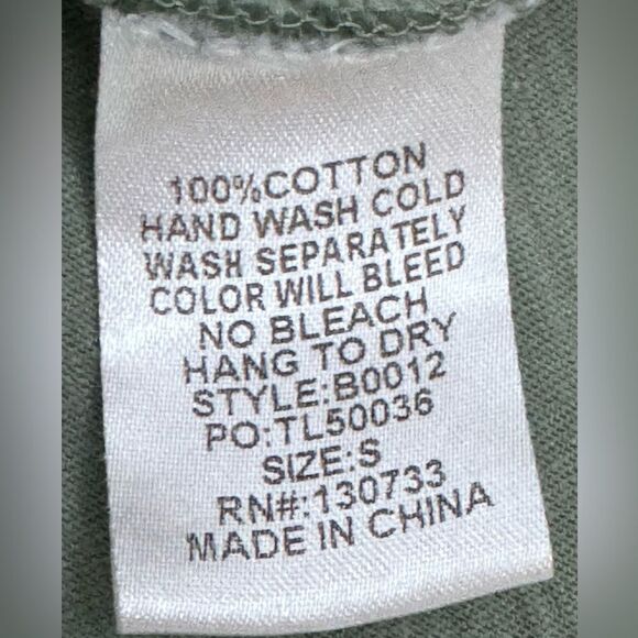 Umgee USA Frayed Detail Green Relaxed Fit Short Sleeve Cotton Tunic Top. Small. - Picture 8 of 9